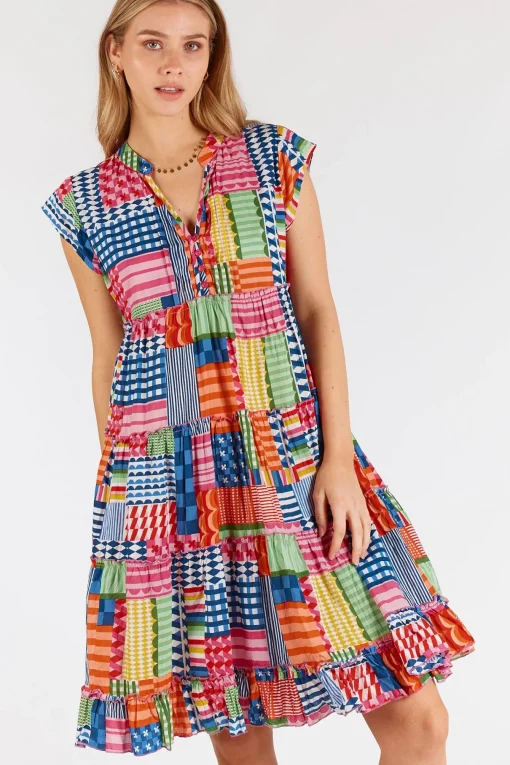 Elena Tiered Dress - Multi - LL44
