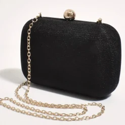 Ella Woven Structured Clutch - Black - AD5