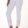 Embellished Ankle Jeans - White - FL13