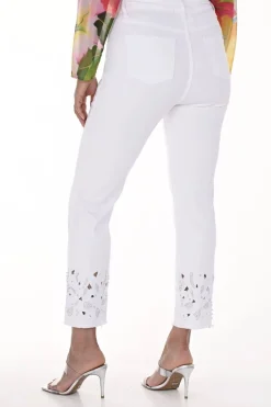 Embellished Ankle Jeans - White - FL13