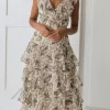 Everly Ivory Foral Tiered Dress - BR1