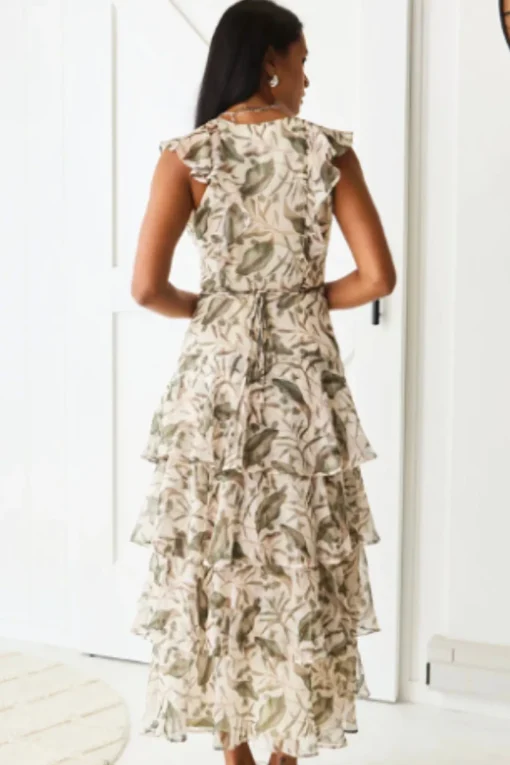 Everly Ivory Foral Tiered Dress - BR1
