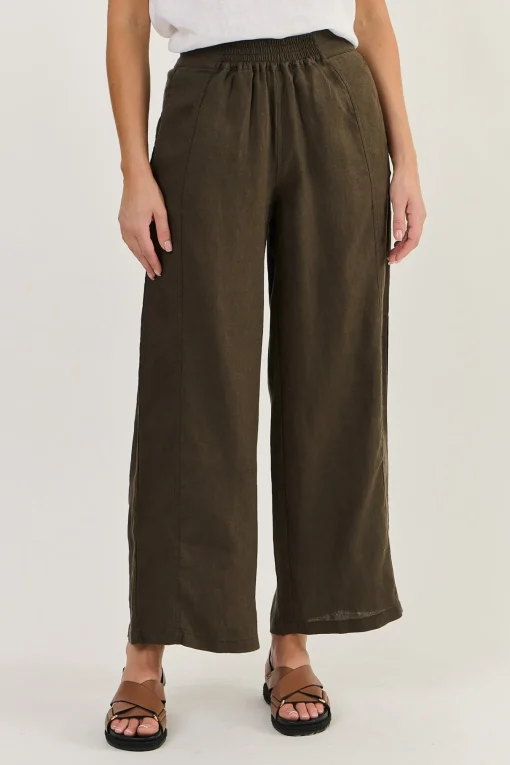 Faith Linen Pant - Espresso - OJ39