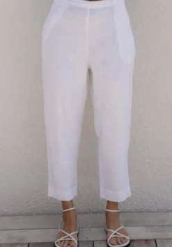 Flat Front 7/8 Pant - White - SS15
