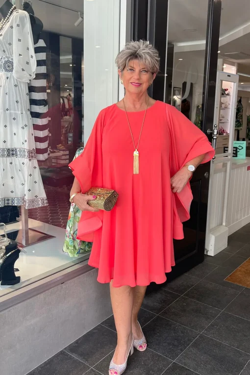 Freda Woven Dress - Fiesta Coral -FL33