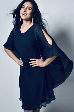 Freda Woven dress - Navy - FL33