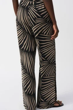 Gauze Tropical Print Wide Leg Pant - Black - JR56
