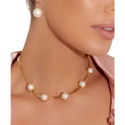 Greta Pearl Collar Necklace - Gold - AD28