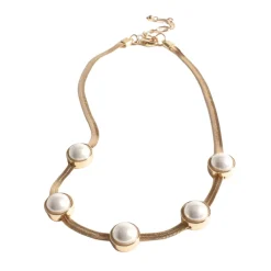 Greta Pearl Collar Necklace - Gold - AD28