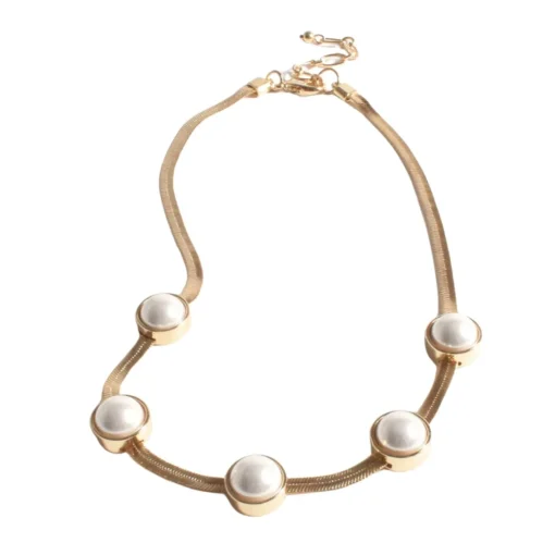 Greta Pearl Collar Necklace - Gold - AD28