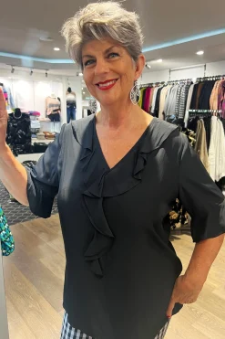 Hailey Frill Blouse - Black - Ph9