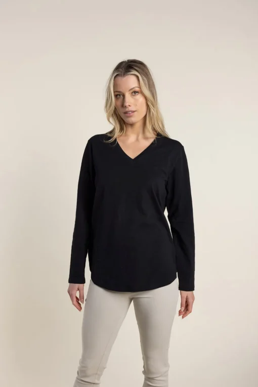 Halli Long Sleeve Tee - Black - TT39