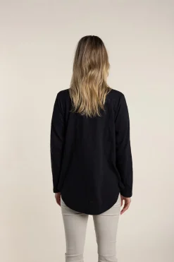 Halli Long Sleeve Tee - Black - TT39