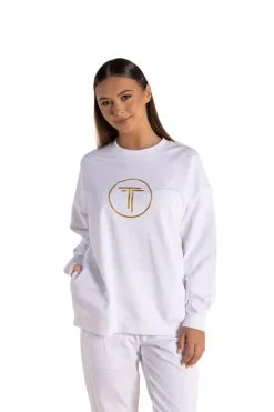Harlyn Metallic Logo Sweat - White - TT55