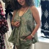Holly Print Shoe-String Top - Green - CG41