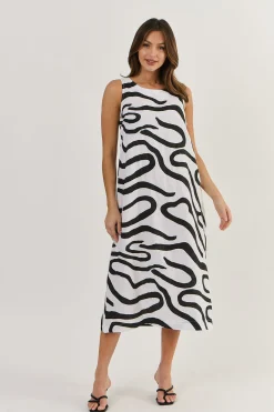 Isa Linen Dress - Black - OJ21