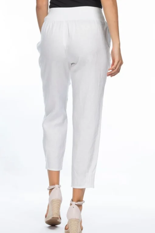 Jersey Waist Linen Pants - White - GS3
