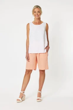Jersey Waist Linen Shorts - Mandarine - GS8
