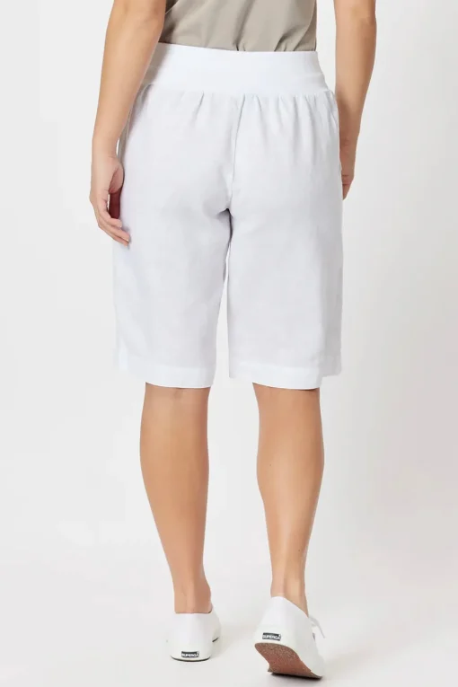 Jersey Waist Linen Shorts - White - GS8