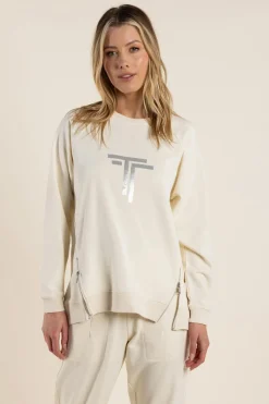 Katarina Zip Sweater - Ivory - TT38