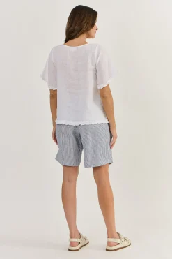 Kia Linen Top - White - OJ16
