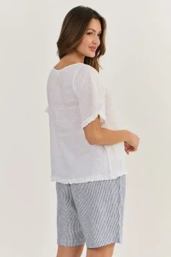 Kia Linen Top - White - OJ16