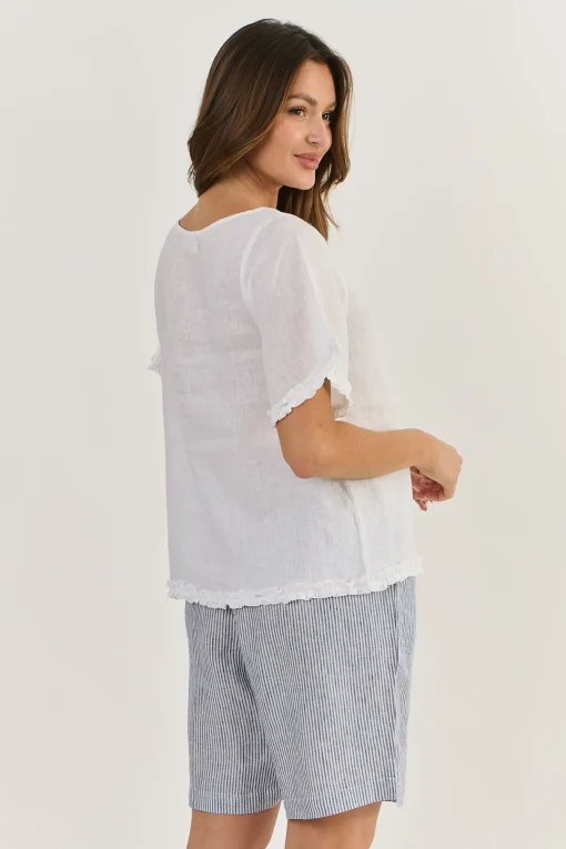 Kia Linen Top - White - OJ16