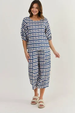 Kyleigh Crop Linen Pant - Delta Blot - OJ32