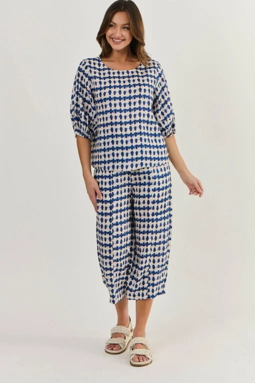 Kyleigh Crop Linen Pant - Delta Blot - OJ32