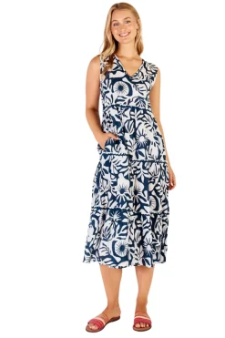 Laiken Tiered Midi Dress - White - LL14