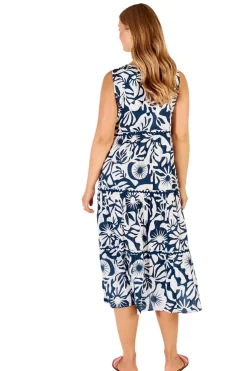 Laiken Tiered Midi Dress - White - LL14
