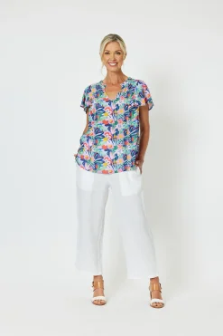 Lara Wide Leg Linen Pants - White - GS5