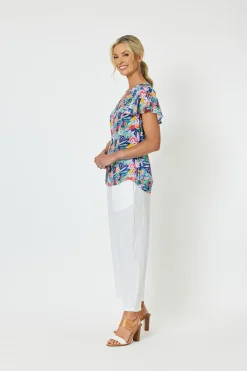 Lara Wide Leg Linen Pants - White - GS5