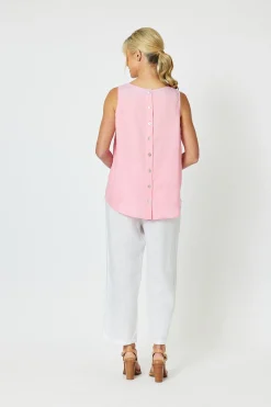 Lara Wide Leg Linen Pants - White - GS5