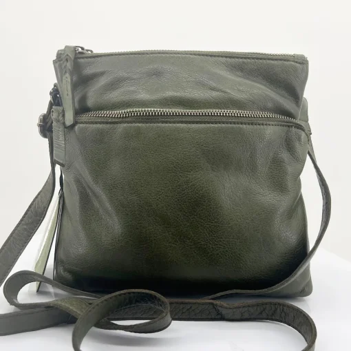 Leonie Leather Cross Bag - Olive - ML23