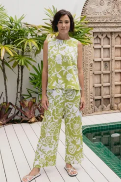 Linen 7/8 Wide Leg Pant - Vine - SS26