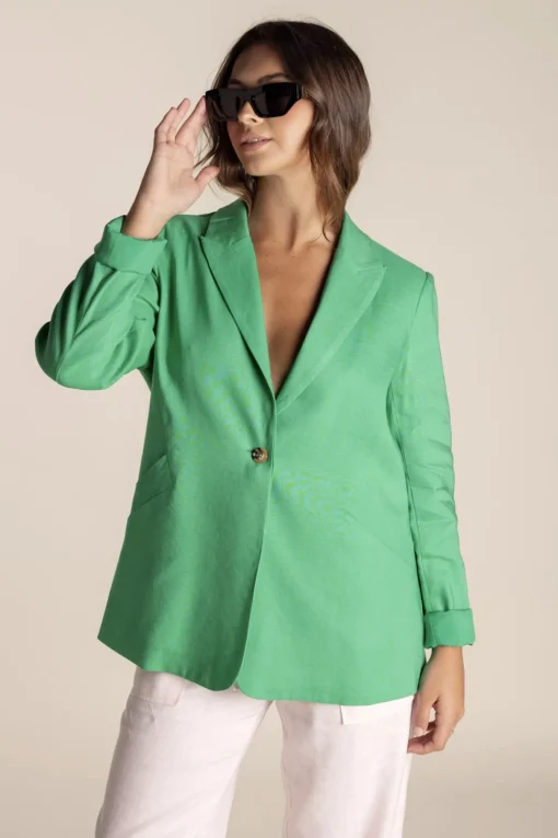 Linen Blazer - Sea Green - TT10