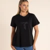 Logo Sequin Crew Tee - Black - TT53