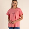 Logo Sequin Crew Tee - Coral - TT53