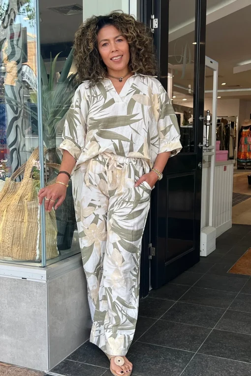 Lucy Print Pants - Khaki/Gold - CG49