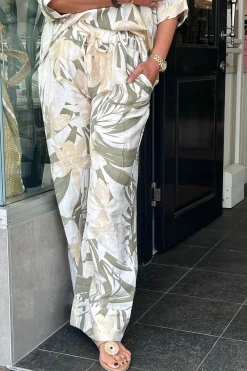 Lucy Print Pants - Khaki/Gold - CG49