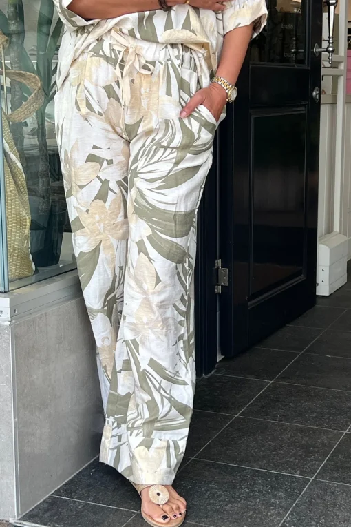 Lucy Print Pants - Khaki/Gold - CG49