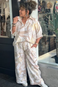 Lucy Print Pants - Natural/Gold - CG49