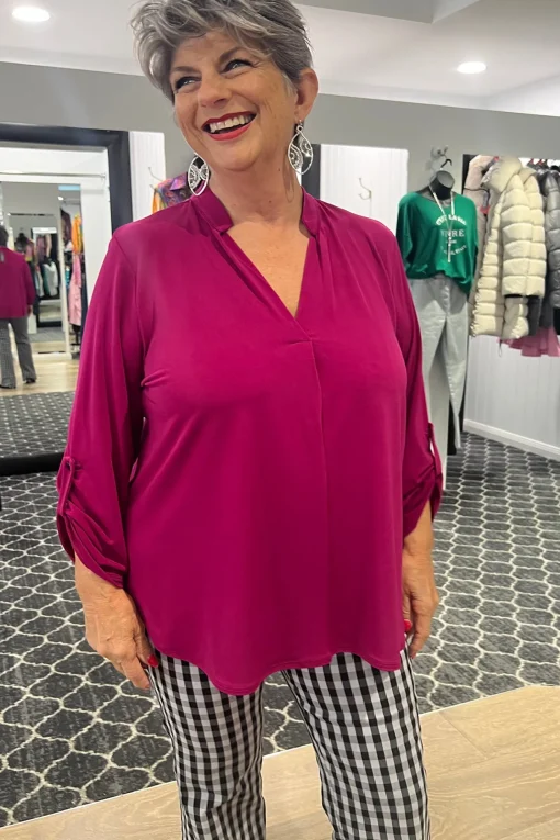 Magenta Kafton Nehru Tunic - PH29