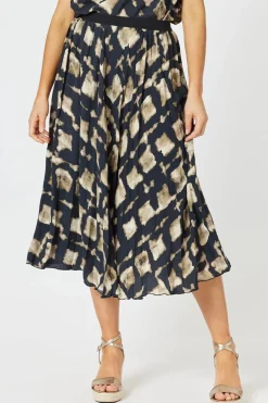 Marrakesh Pleat Skirt - Navy/Stone - HV32