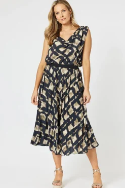 Marrakesh Pleat Skirt - Navy/Stone - HV32