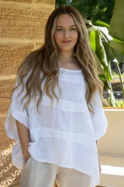 Melfi Linen Top - White - IC47