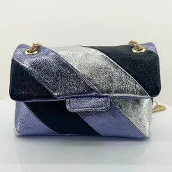 Mid Strip Foil Clutch Bag | Lavender | SU1