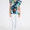 Mitzuki Ruffle Top - Navy - LL41