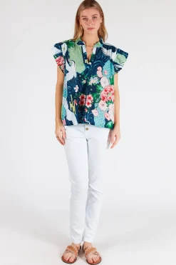 Mitzuki Ruffle Top - Navy - LL41